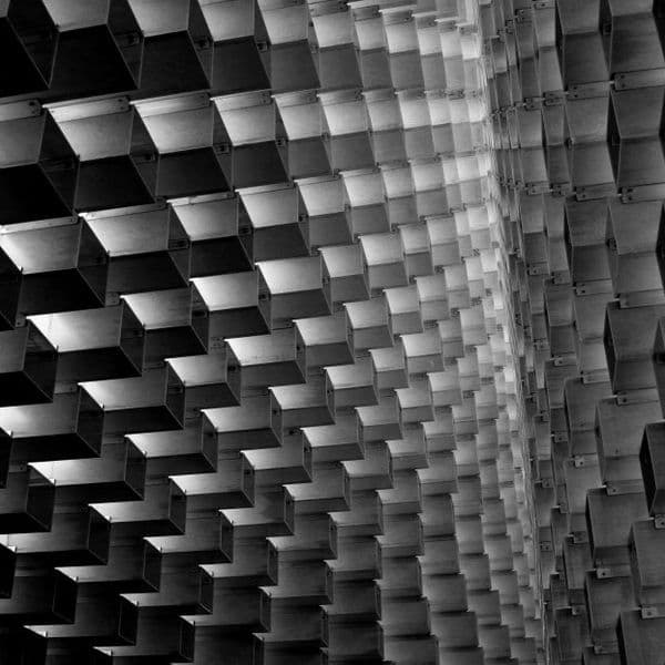 Abstract meandering cube wall black and white